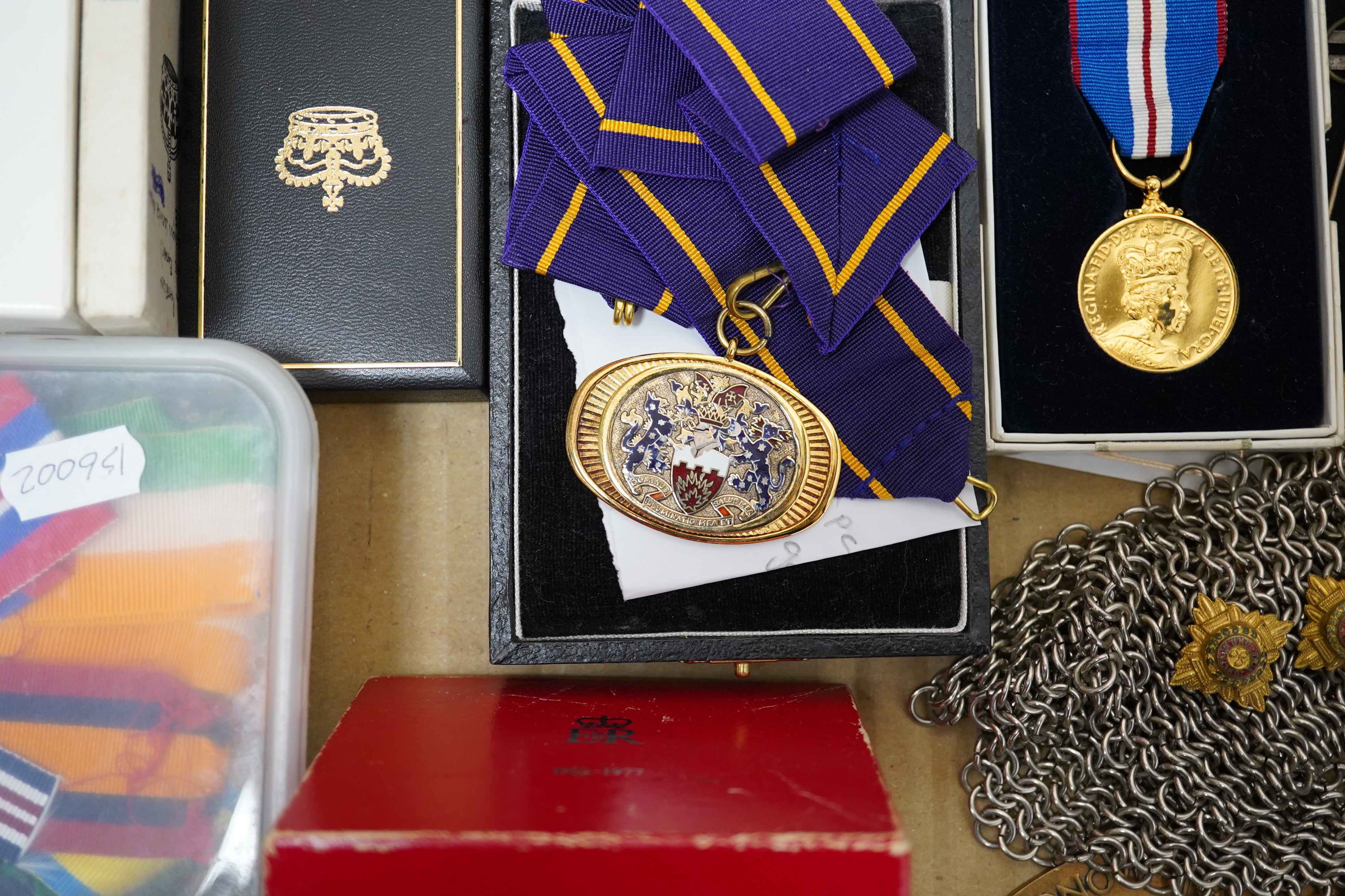 A collection of medal related items, etc., including